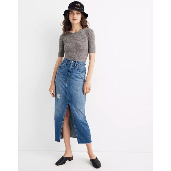 NEW Madewell Crewneck Short Sleeve Thong Bodysuit Gray Size XXL - Picture 9 of 9